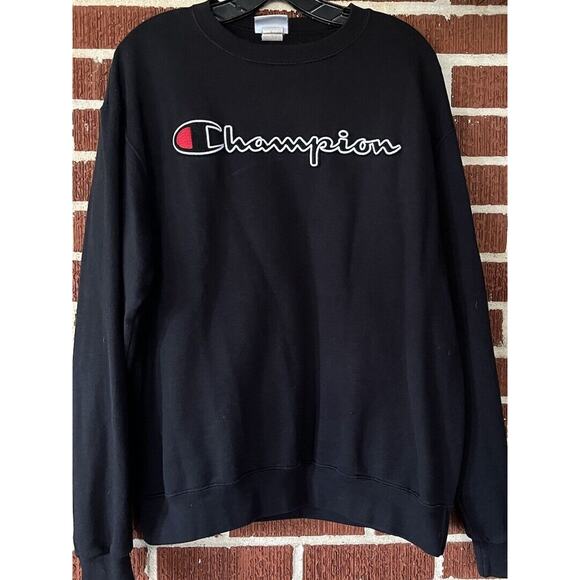 Men’s Black Champion Eco Sweatshirt Size Large - Picture 1 of 3